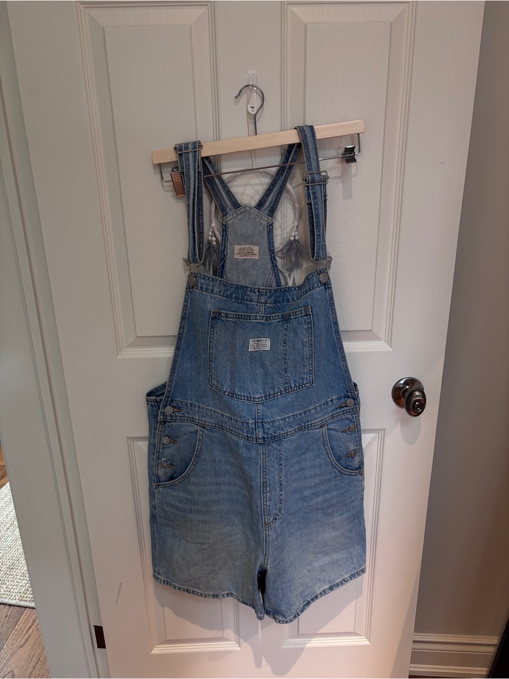 Levis Light Wash Denim Short Overalls